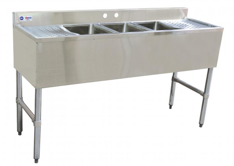 Under Bar Sink with 3 Compartments with Two Drain Boards 1 Under Bar Sink with 3 Compartments with Two Drain Boards